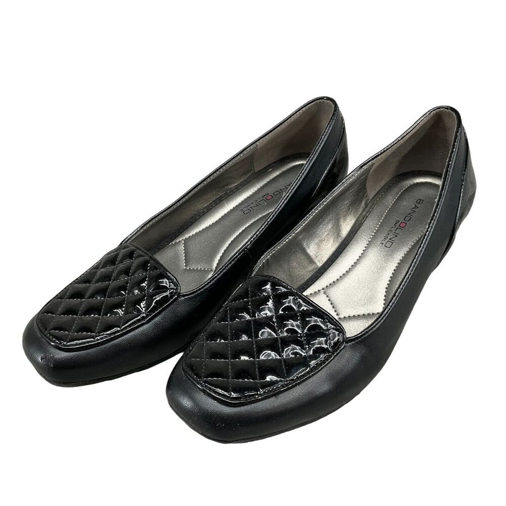 Bandolino B07 Lisle Quilted Loafer Women 7M Blackโ Flat Patent Leather Logo